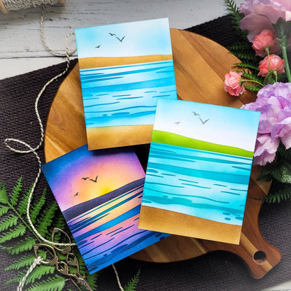 Steady Waters - 6"x6" Stencil Set of 2 Layering Background Stencils - Honey Bee Stamps