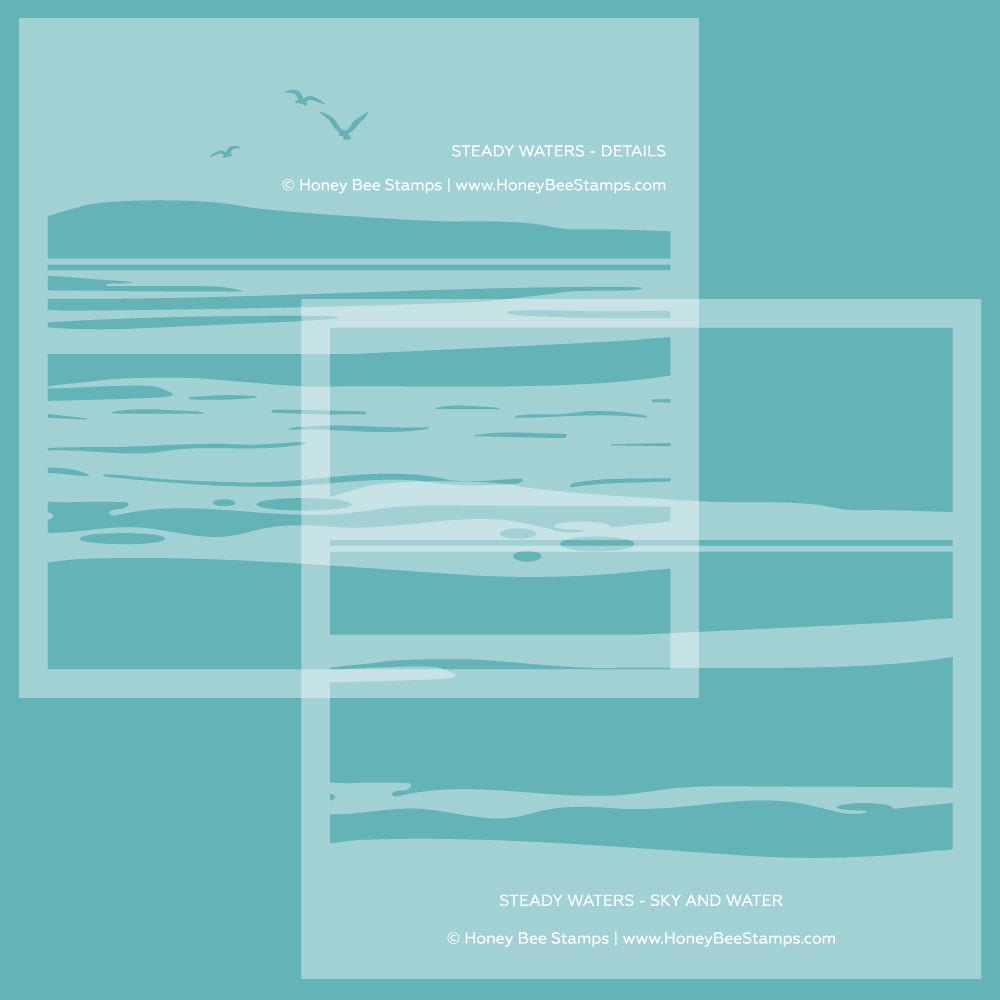 Steady Waters - 6"x6" Stencil Set of 2 Layering Background Stencils - Honey Bee Stamps