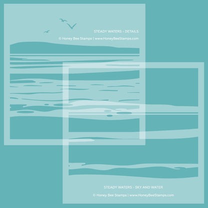 Steady Waters - 6"x6" Stencil Set of 2 Layering Background Stencils - Honey Bee Stamps