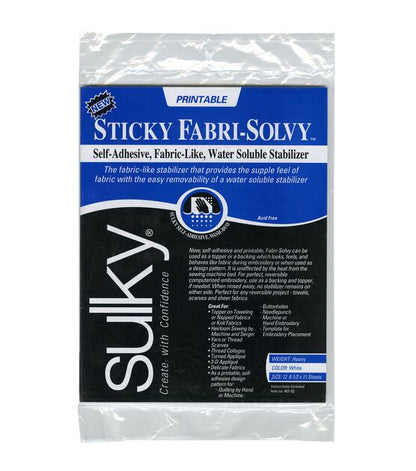 Sulky Sticky Fabri-Solvy Printable Stabilizer 12/Pkg 8 1/2 x 11 - Honey Bee Stamps