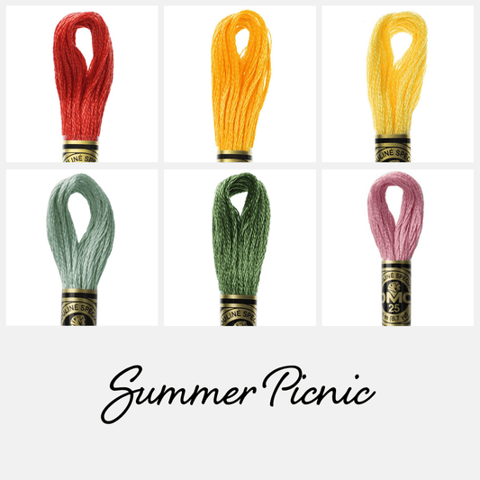 Summer Picnic Coordinating DMC Embroidery Thread Bundle - Honey Bee Stamps