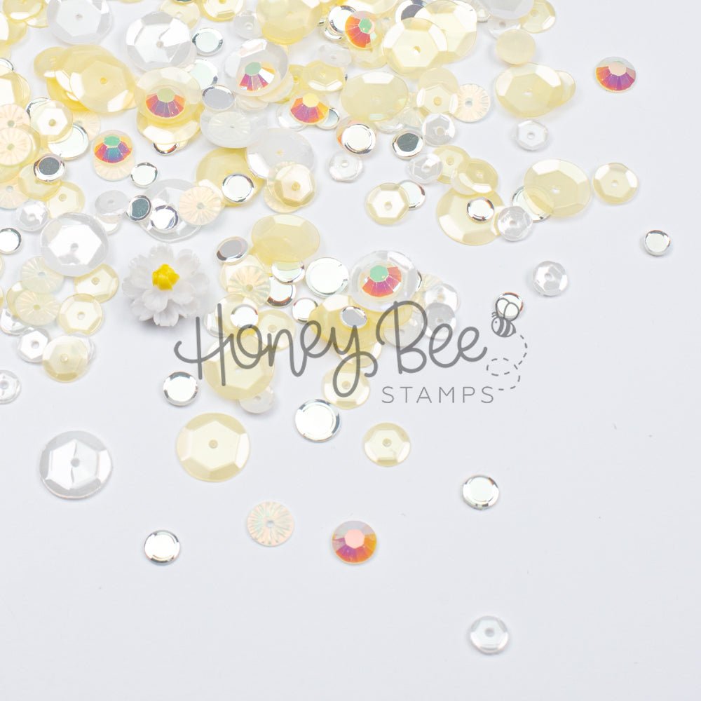 Sunlit Petals - Sequin Mix with Special 3D Flower Charm - Honey Bee Stamps