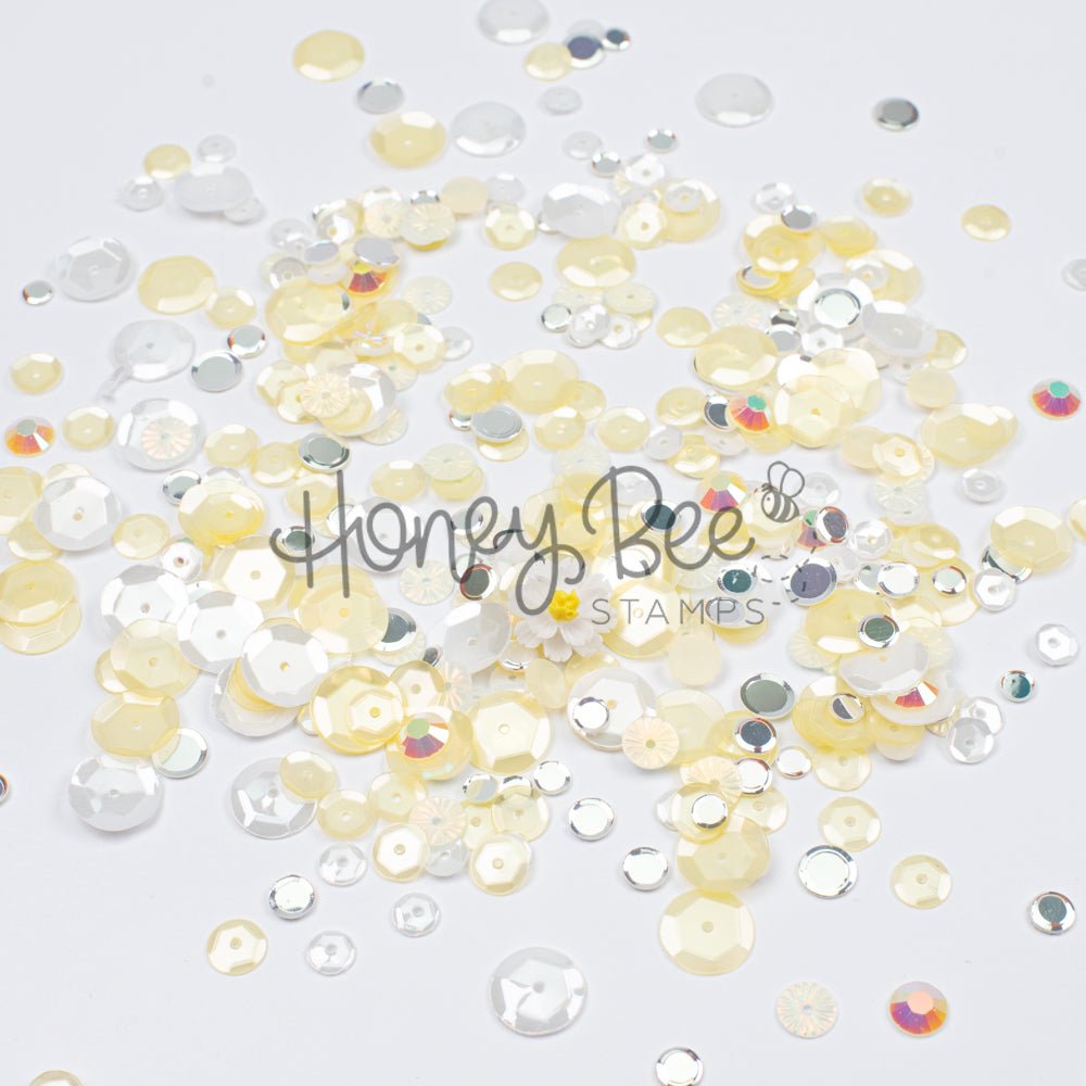 Sunlit Petals - Sequin Mix with Special 3D Flower Charm - Honey Bee Stamps