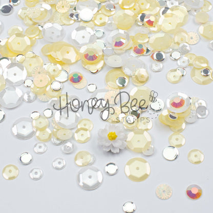 Sunlit Petals - Sequin Mix with Special 3D Flower Charm - Honey Bee Stamps