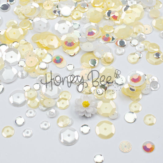 Sunlit Petals - Sequin Mix with Special 3D Flower Charm - Honey Bee Stamps