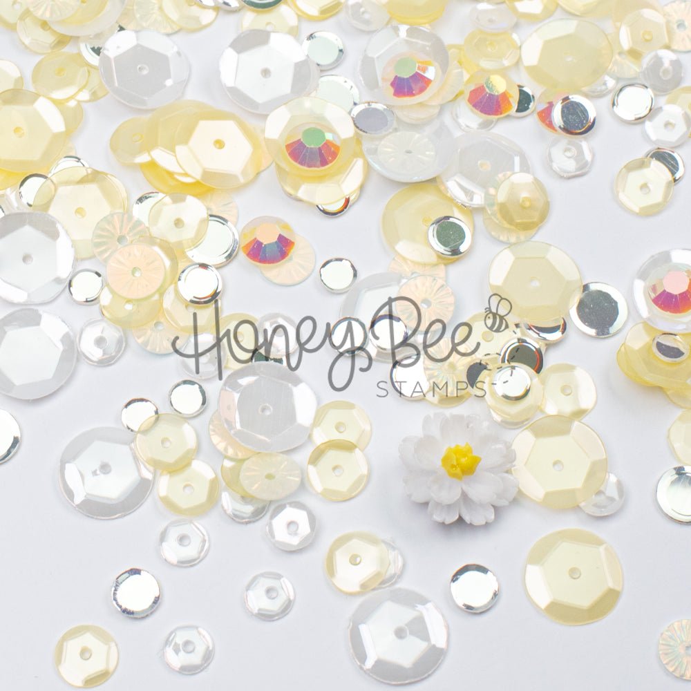 Sunlit Petals - Sequin Mix with Special 3D Flower Charm - Honey Bee Stamps