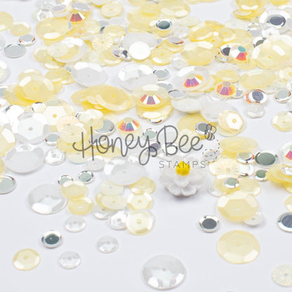 Sunlit Petals - Sequin Mix with Special 3D Flower Charm - Honey Bee Stamps