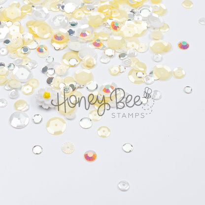 Sunlit Petals - Sequin Mix with Special 3D Flower Charm - Honey Bee Stamps