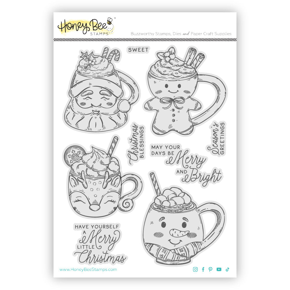 Sweet Season Mugs - 6"x 8" Rubber Cling Stamp Set - Honey Bee Stamps