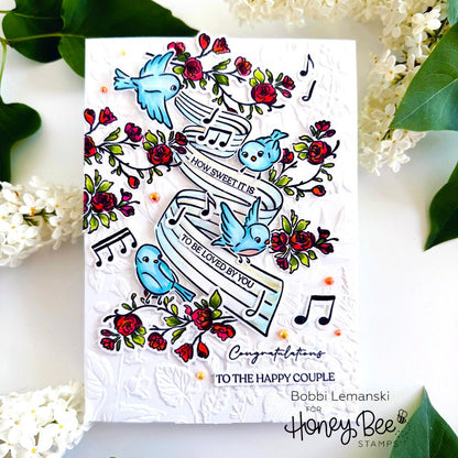 Sweet Songs - 6x8 Photopolymer Stamp Set - Retiring - Honey Bee Stamps