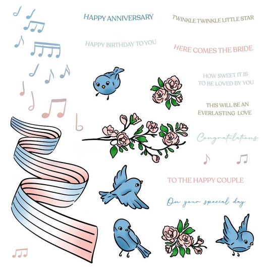 Sweet Songs - 6x8 Photopolymer Stamp Set - Retiring - Honey Bee Stamps