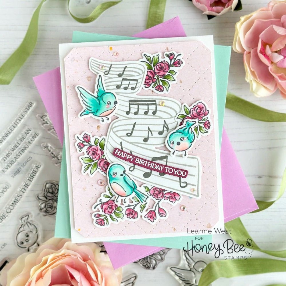 Sweet Songs - 6x8 Photopolymer Stamp Set - Retiring - Honey Bee Stamps