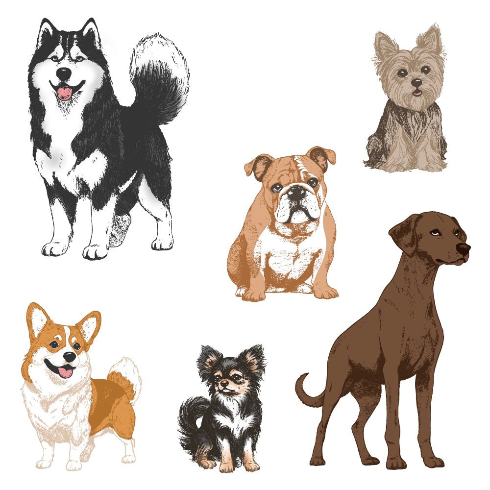 Tail Waggers - 5x6 Rubber Cling Stamp Set - Honey Bee Stamps