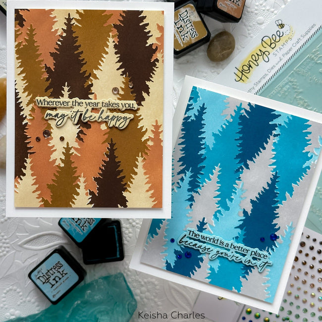 Tall Pines Set Of 4 Layering Stencils - Honey Bee Stamps