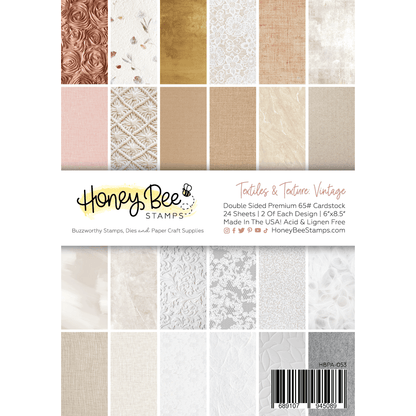 Textiles & Texture: Vintage Paper Pad 6x8.5 - 24 Double Sided Sheets - Honey Bee Stamps