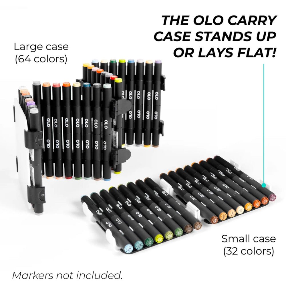 The OLO Large Carrying Case Holds 64 Markers - Black Panels with White Hinges - Honey Bee Stamps
