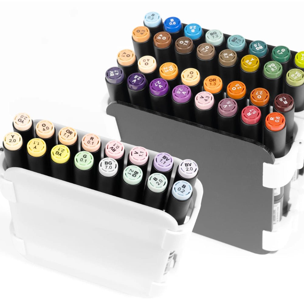 The OLO Small Carrying Case Holds 32 Markers - Black Panels with White Hinges - Honey Bee Stamps