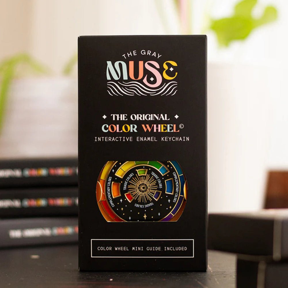 The Original Color Wheel Interactive Spinner Enamel Keychain - Black/Gold - Honey Bee Stamps