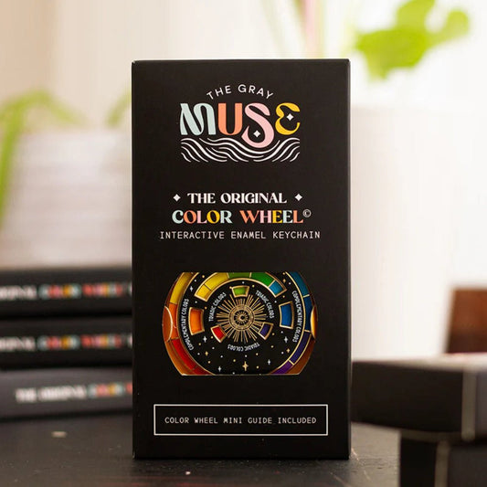 The Original Color Wheel Interactive Spinner Enamel Keychain - Black/Gold - Honey Bee Stamps