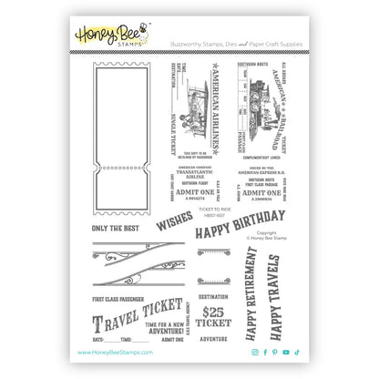 Ticket To Ride - 6x8 Photopolymer Stamp Set - Honey Bee Stamps