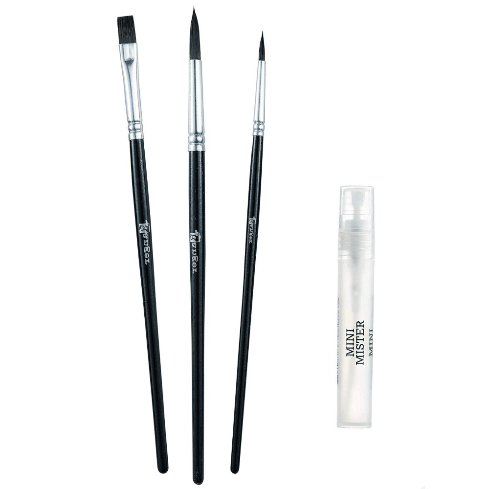 Tim Holtz Alcohol Ink Tool Set 3 Paint Brushes and 1 Mister Bottle - Honey Bee Stamps