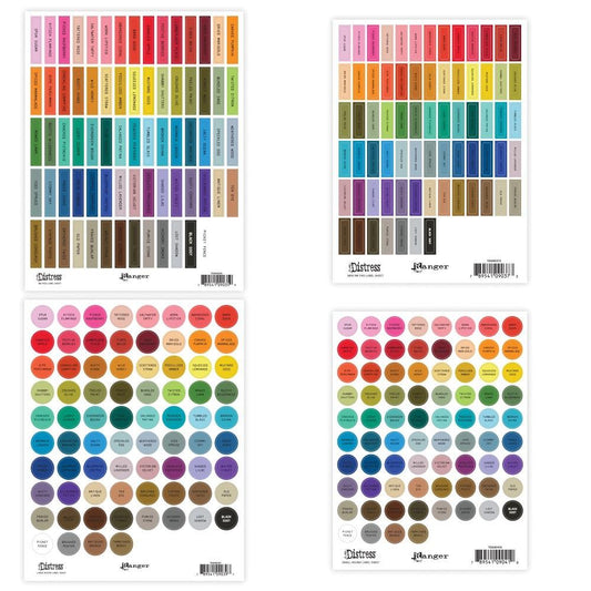 Tim Holtz Distress Assorted Ink Pad Label Sheets - Color Name Stickers with Black Text - Honey Bee Stamps