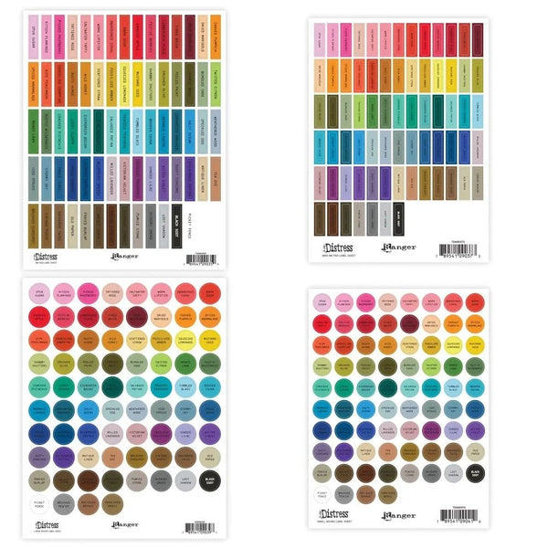 Tim Holtz Distress Assorted Ink Pad Label Sheets - Color Name Stickers ...