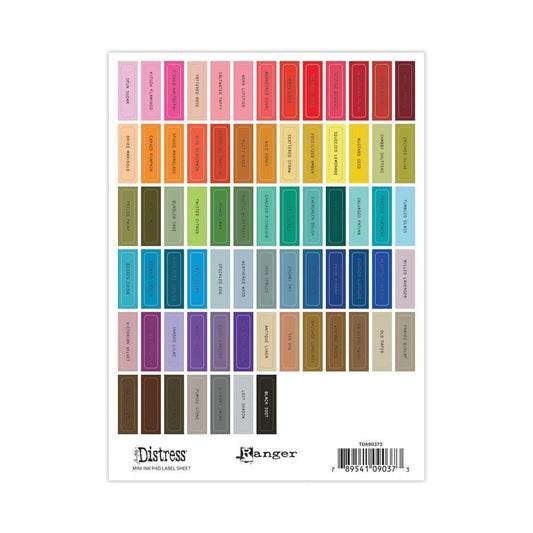 Tim Holtz Distress Mini 1/4" x 1" Ink Pad Label Sheets - Color Name Stickers with Black Text - Honey Bee Stamps