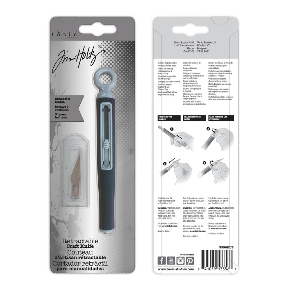 Tim Holtz Retractable Craft Knife with Cushion Grip, Includes 3 Blades - Honey Bee Stamps