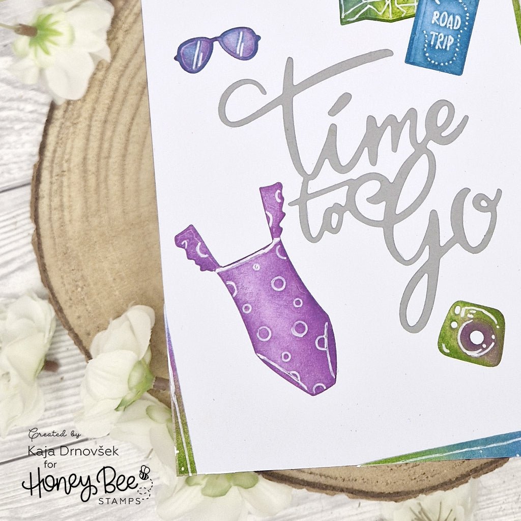 Time To Go Postcard - Honey Cuts - Stand - Alone Dies - Honey Bee Stamps