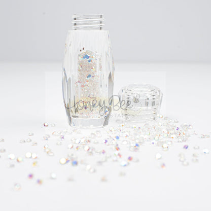 Tiny Diamonds - 2.3mm Crystal AB Rhinestones In Beautiful Faceted Jar - Honey Bee Stamps