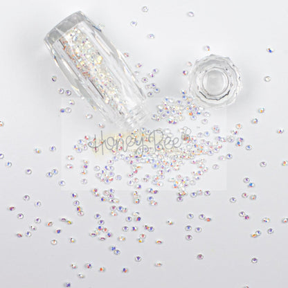 Tiny Diamonds - 2.3mm Crystal AB Rhinestones In Beautiful Faceted Jar - Honey Bee Stamps