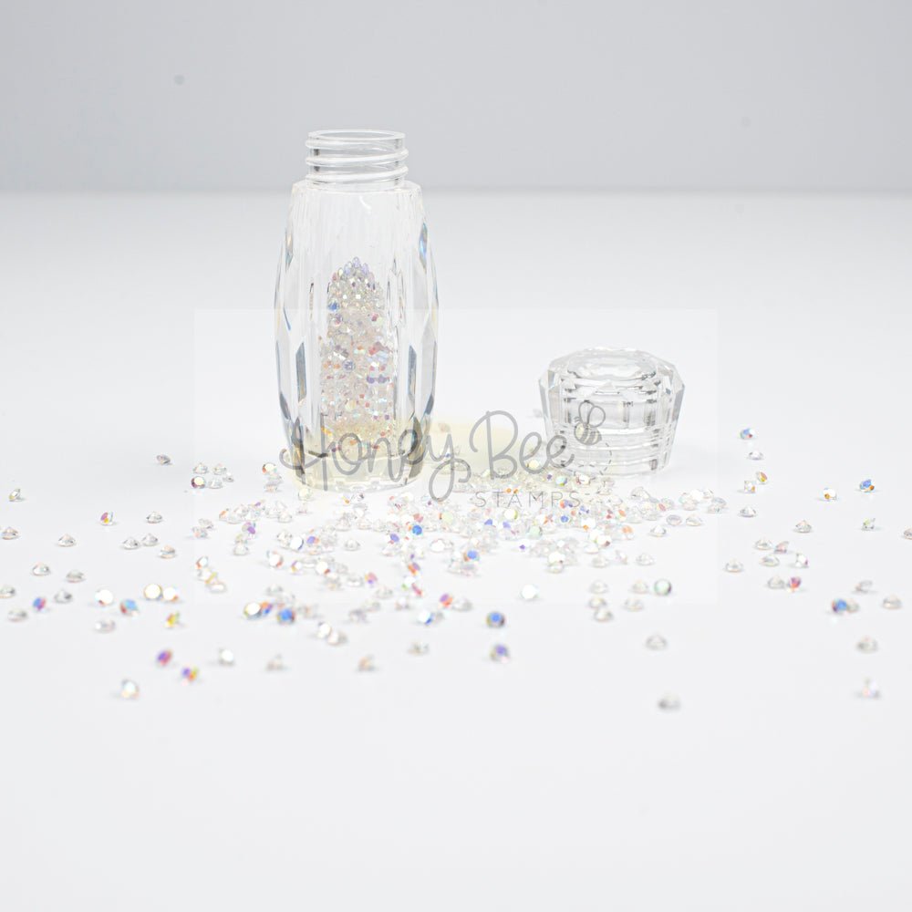 Tiny Diamonds - 2.3mm Crystal AB Rhinestones In Beautiful Faceted Jar - Honey Bee Stamps