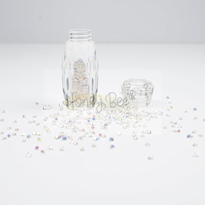 Tiny Diamonds - 2.3mm Crystal AB Rhinestones In Beautiful Faceted Jar - Honey Bee Stamps