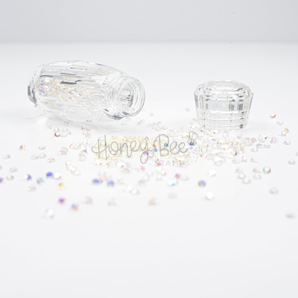 Tiny Diamonds - 2.3mm Crystal AB Rhinestones In Beautiful Faceted Jar - Honey Bee Stamps