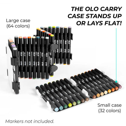 The OLO Small Carrying Case Holds 32 Markers - Black Panels with White Hinges