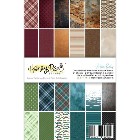 Urban Roots Paper Pack - 5.5"x8.5" - 24 Double - Sided Sheets - Includes Paper Organizer! - Honey Bee Stamps