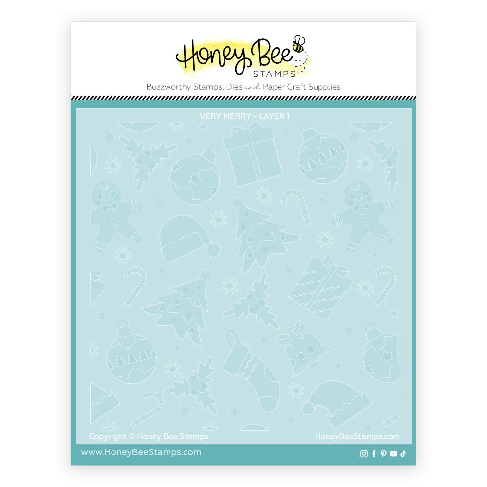 Very Merry - 6"x6" Stencil Set of 6 Layering Stencils - Honey Bee Stamps
