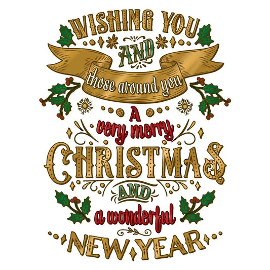 Very Merry Christmas - 5x6 Rubber Cling Background Stamp - Honey Bee Stamps