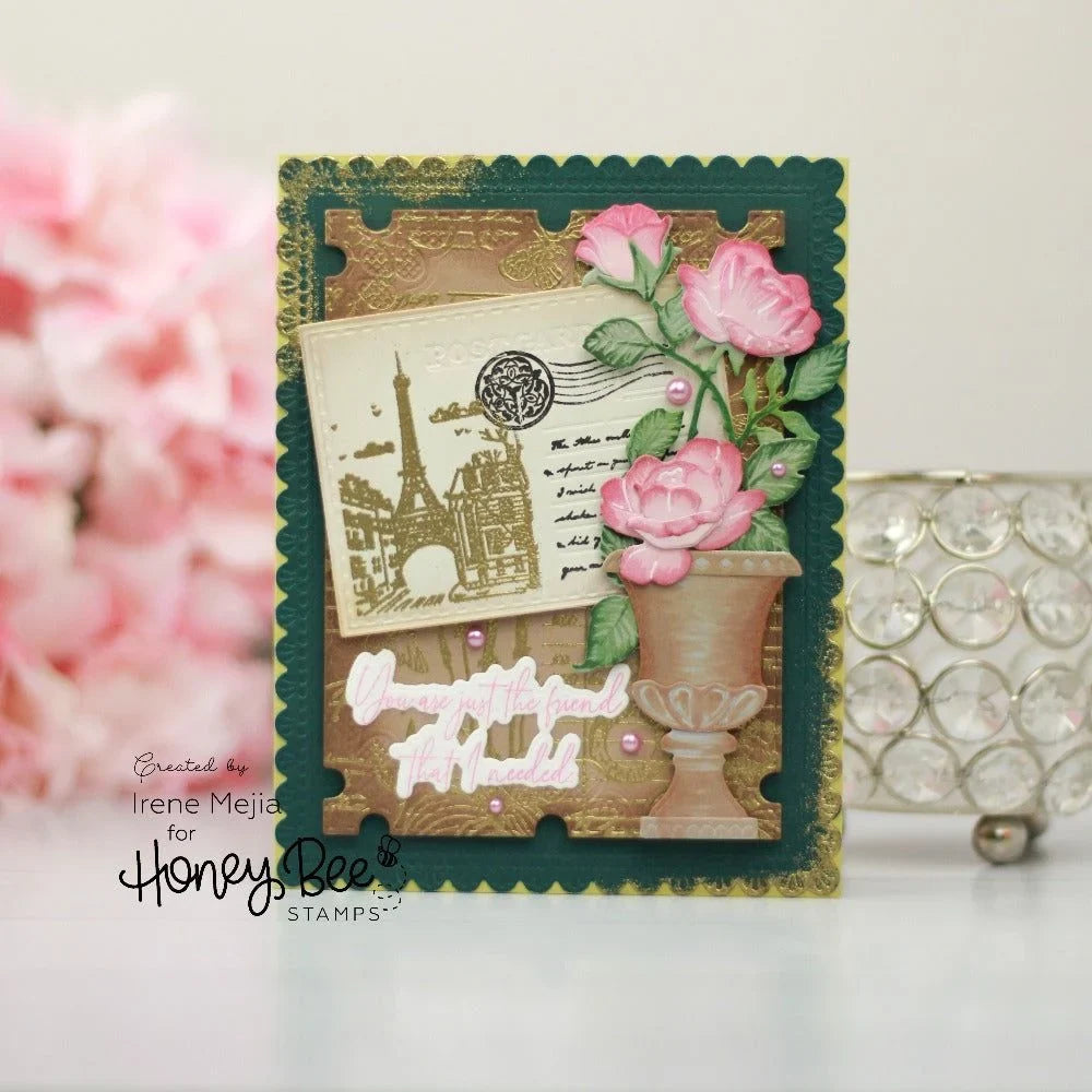 Vintage Flora - 5x6 Rubber Cling Background Stamp | Honey Bee Stamps