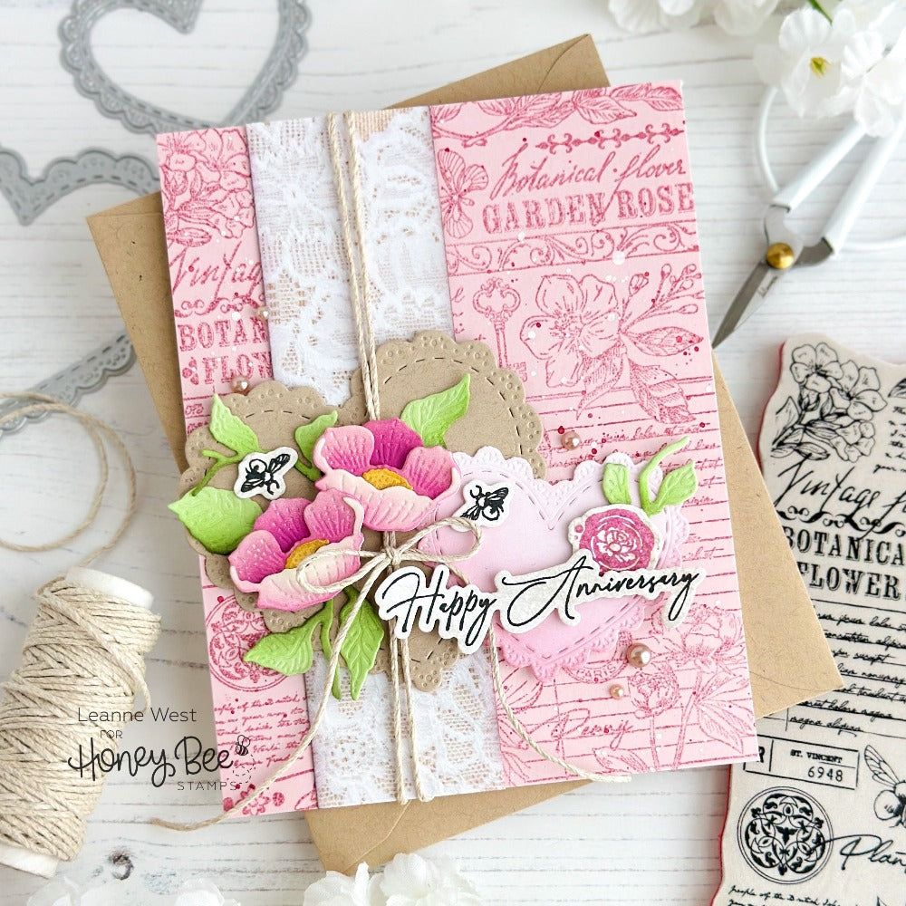 Vintage Flora - 5x6 Rubber Cling Background Stamp - Honey Bee Stamps