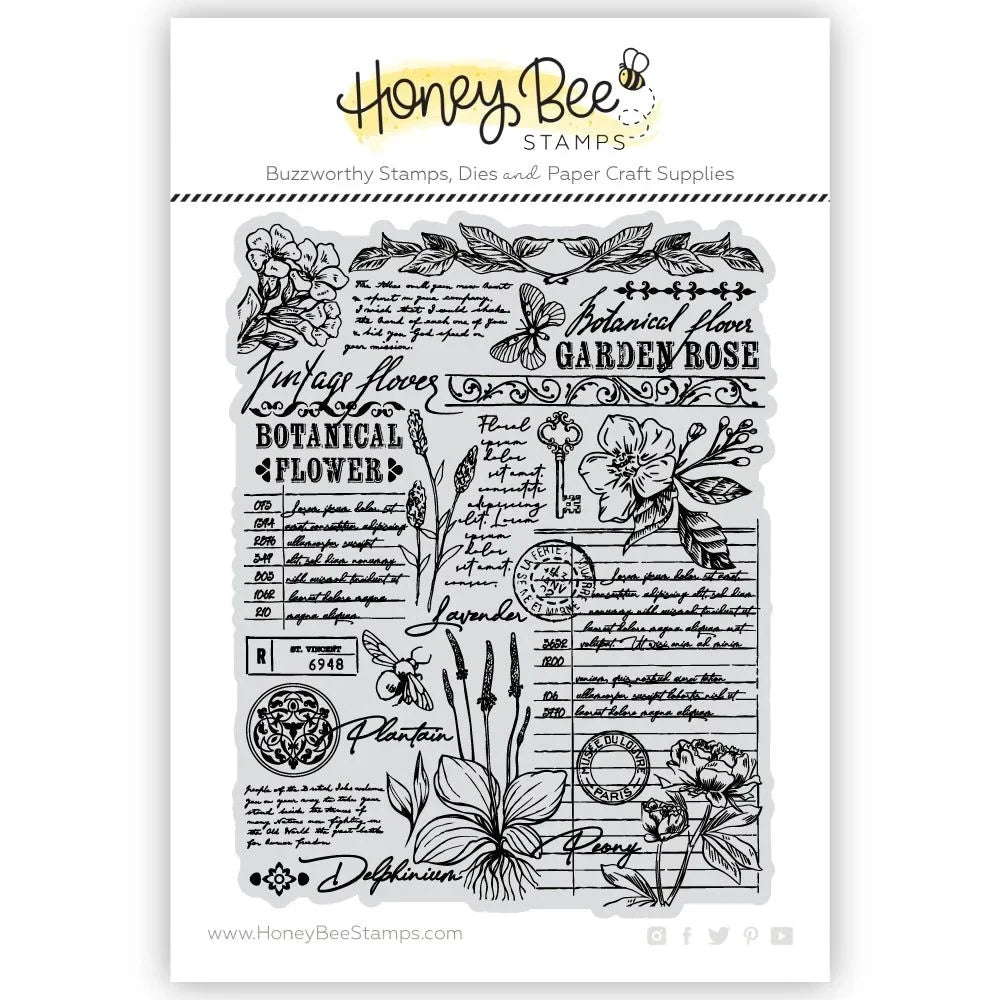 Vintage Flora - 5x6 Rubber Cling Background Stamp | Honey Bee Stamps