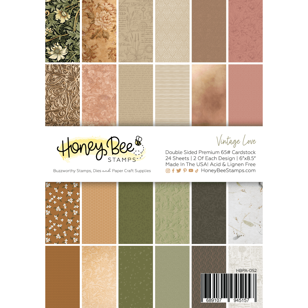 Vintage Love Paper Pads, Gem and Pearl Stickers Bundle - Honey Bee Stamps