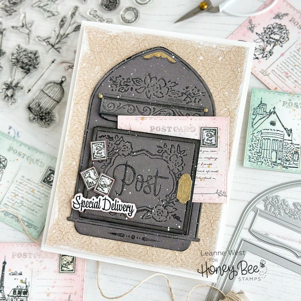 Vintage Mailbox A2 Card Base | Stand-Alone Honey Cuts | Honey Bee