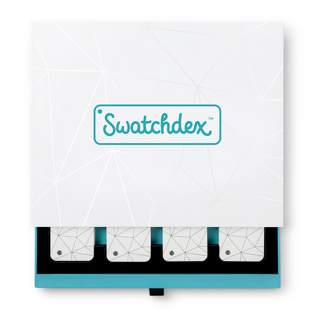 Swatchdex product packaging with geometric design on a white background