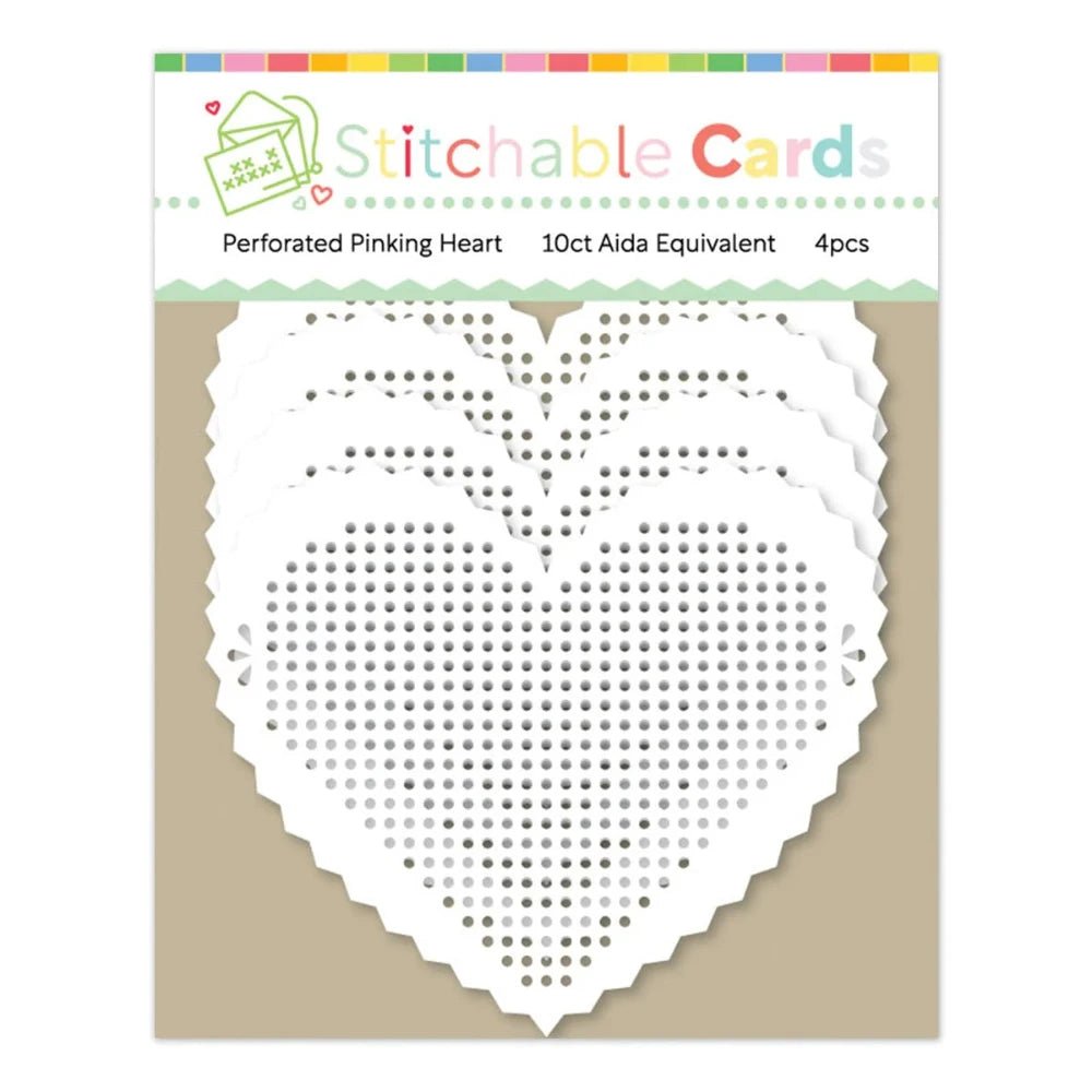 Waffle Flower Stitchable Cards - Perforated Pinking Heart - Honey Bee Stamps