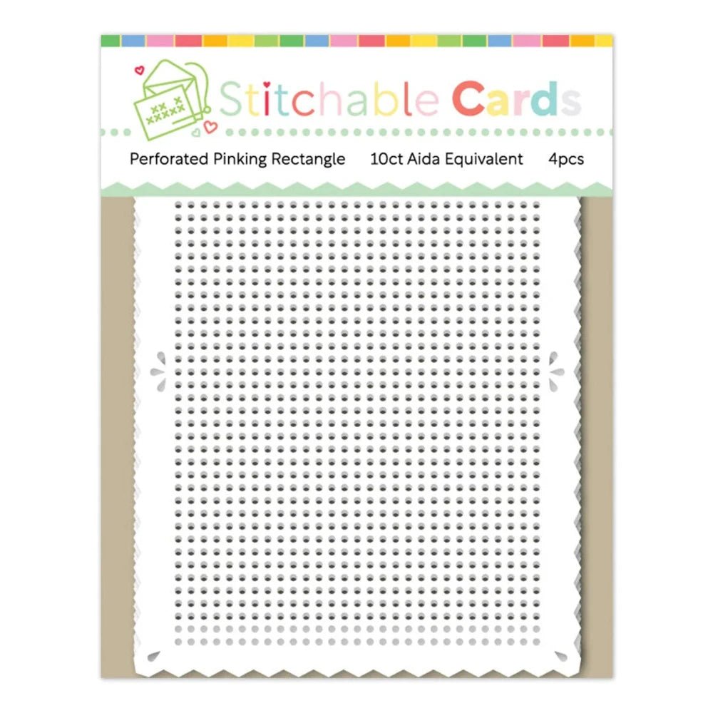 Waffle Flower Stitchable Cards - Perforated Pinking Rectangle - Honey Bee Stamps