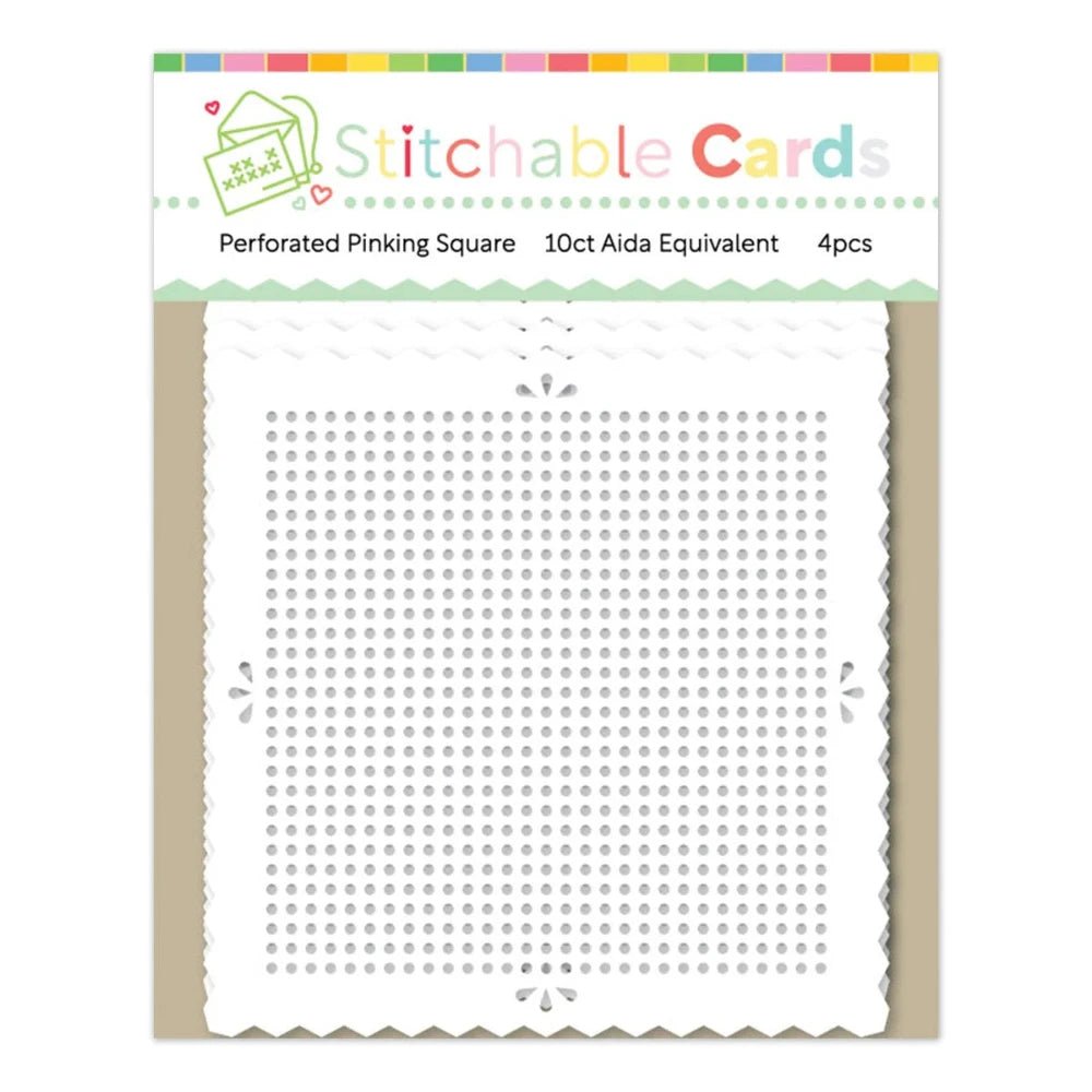 Waffle Flower Stitchable Cards - Perforated Pinking Square - Honey Bee Stamps