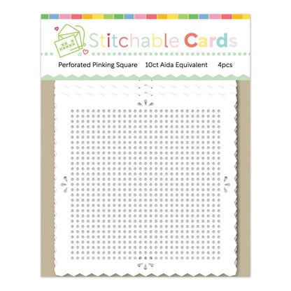Waffle Flower Stitchable Cards - Perforated Pinking Square - Honey Bee Stamps