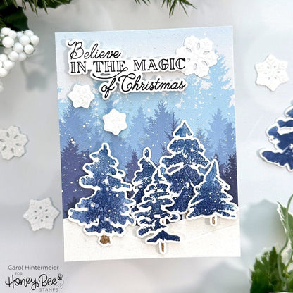 Watercolor Pines - 5x6 Photopolymer Stamp Set - Honey Bee Stamps